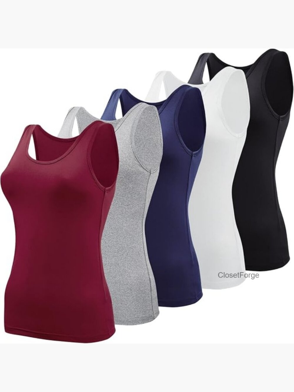 Pack of 5 Sleeveless Scoop Neck Tank Tops for Women Undershirts